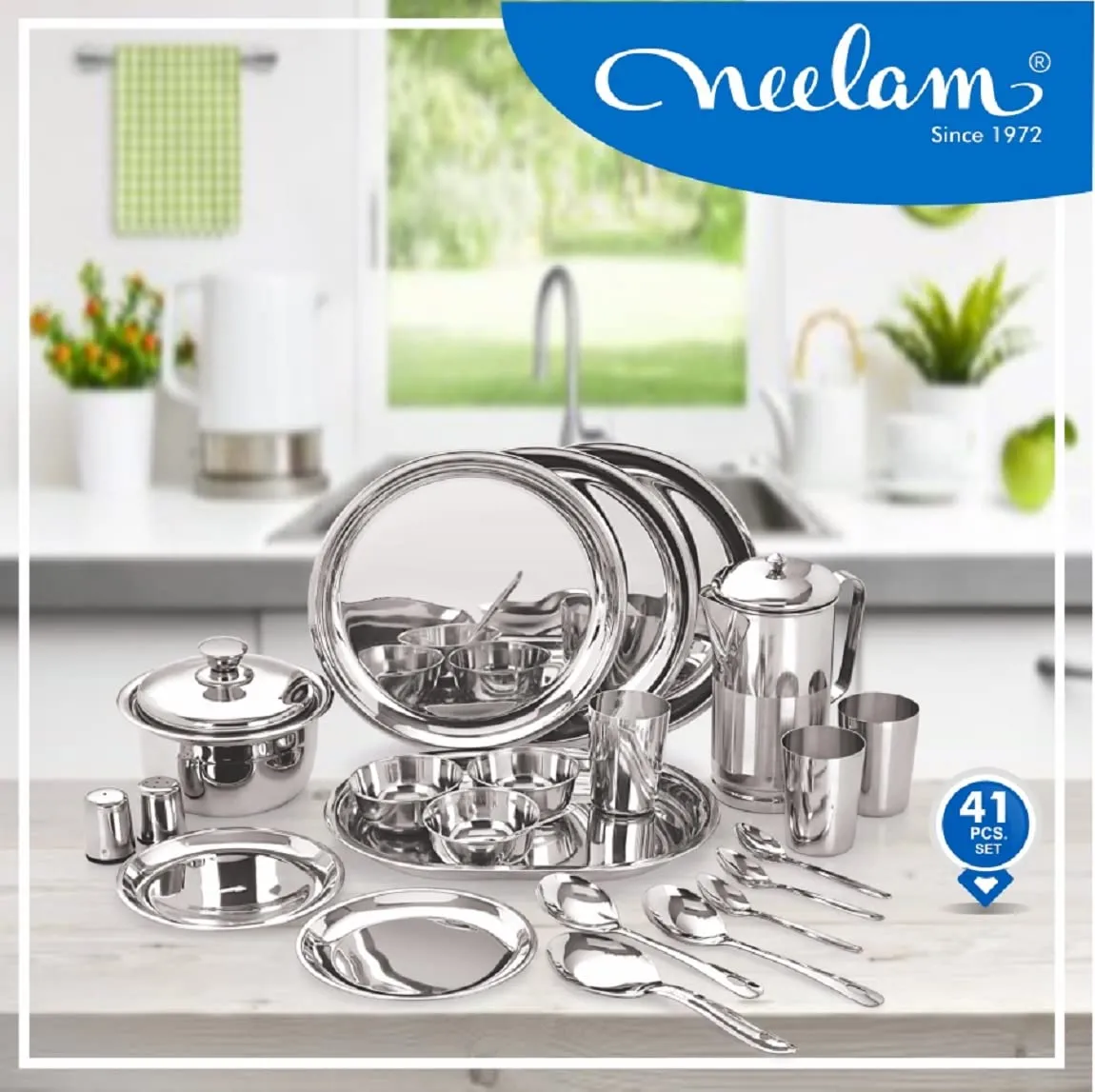 Neelam Stainless Steel Premium 41 pcs Dinner Set