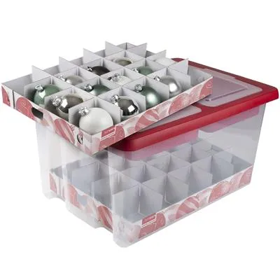 Nesta Christmas Storage Box 51L With Trays For 40 Baubles - Transparent Red-Reduced 10%