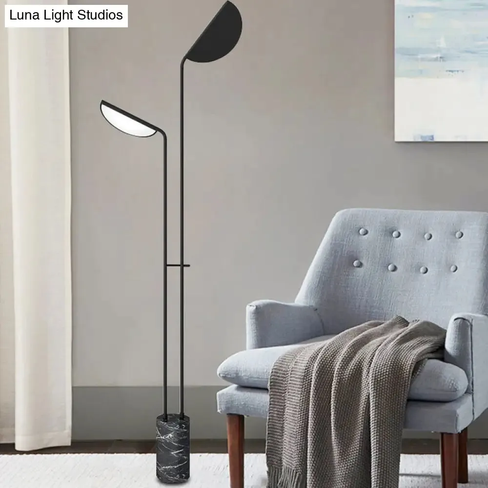 Nordic Cylindrical Base LED Floor Light in Black Marble for Living Room