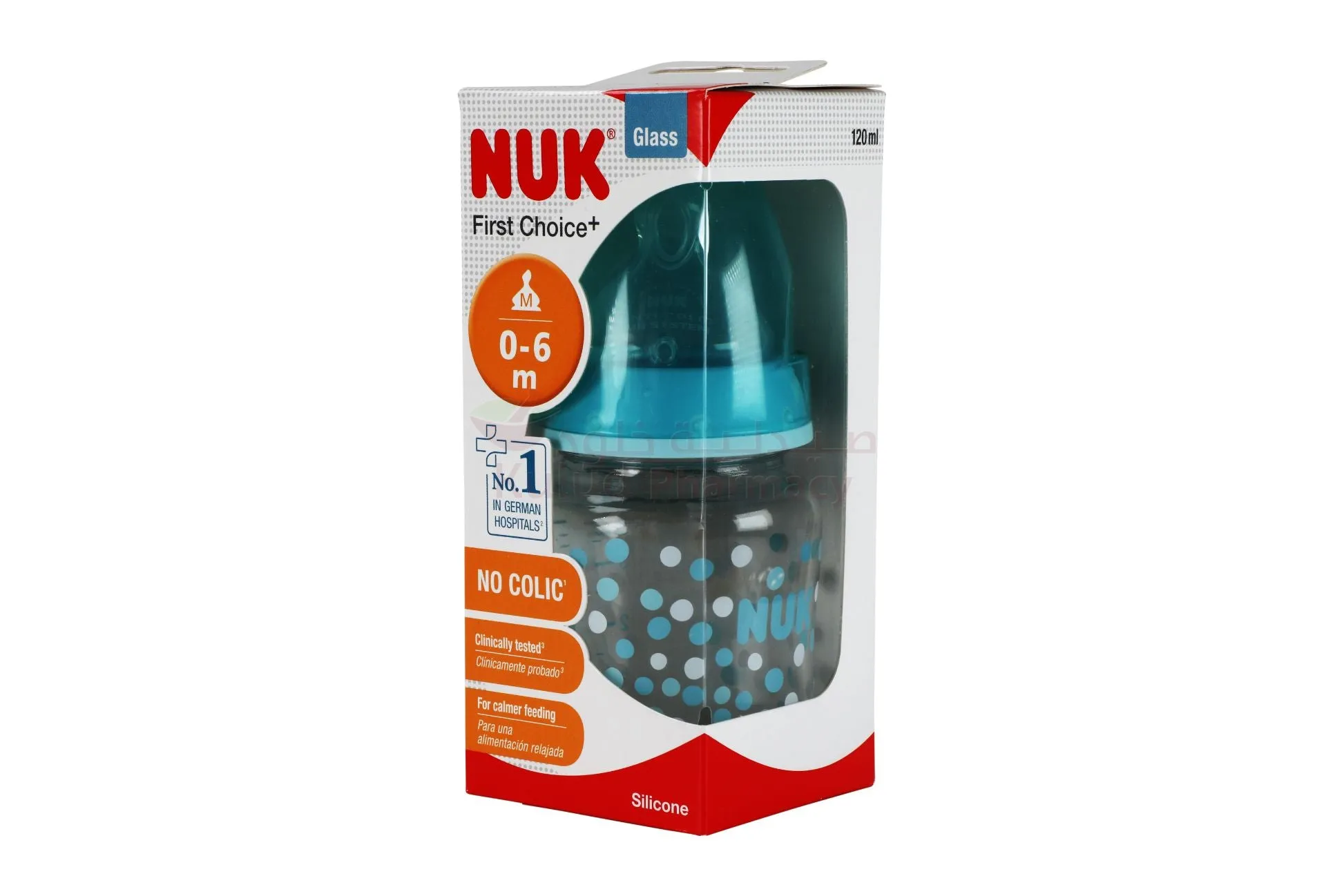 Nuk With Medium Silicone Nipple Glass Bottle 120 ML