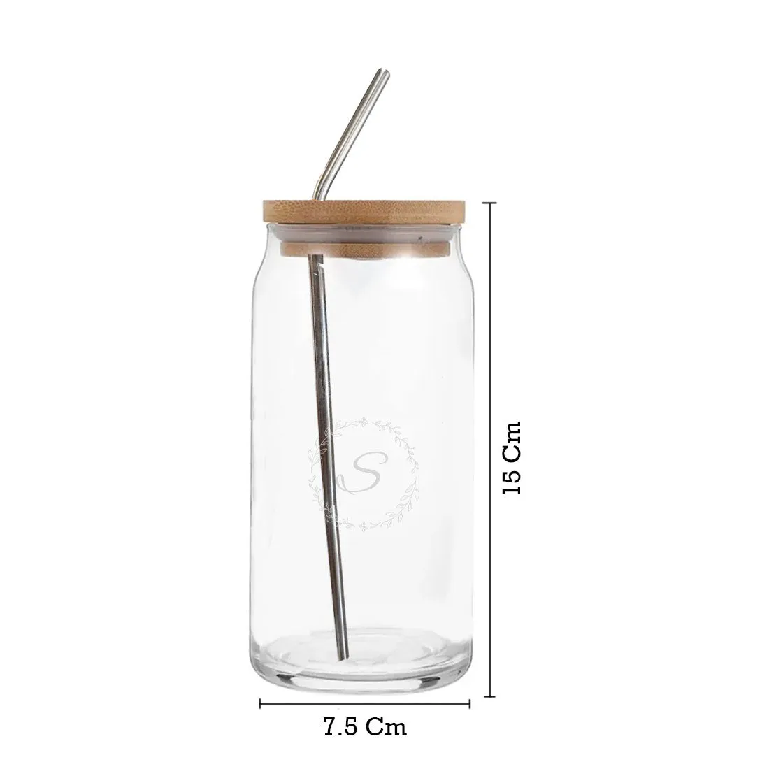 Nutcase Custom Glass Sipper Bottle Straw (Metal) and Bamboo Wooden Lid