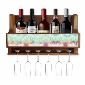 Nutcase Wall Mounted Wine Rack Mini Bar for 5 bottles 6 Glasses- Cloudy