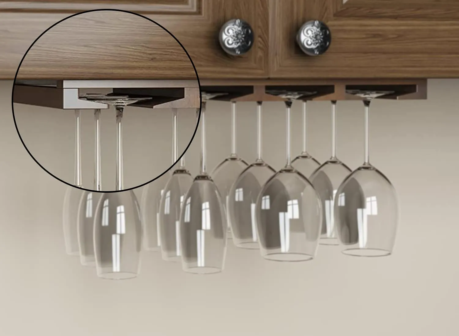 ODEJIA Stemware Glass Rack Makes Dull Kitchens or Bar Perfectly Fits 6-12 Glasses Under Cabinet