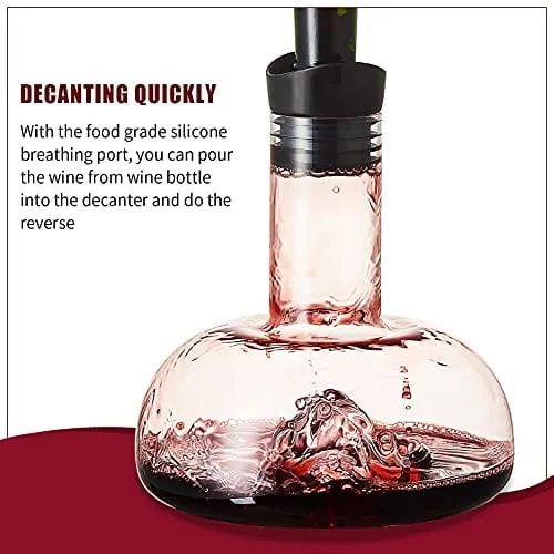 Onearf Wine Decanter, Iceberg Red Wine Breather Carafe with Aerator, Stand, and Cleaning Beads, Lead-free Crystal Glass, Wine Gifts for Christmas (1200ML)