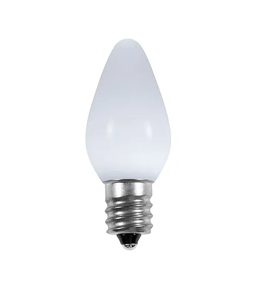 Opaque C7 LED Bulbs - Pure White (Cool White) - 25 Pack