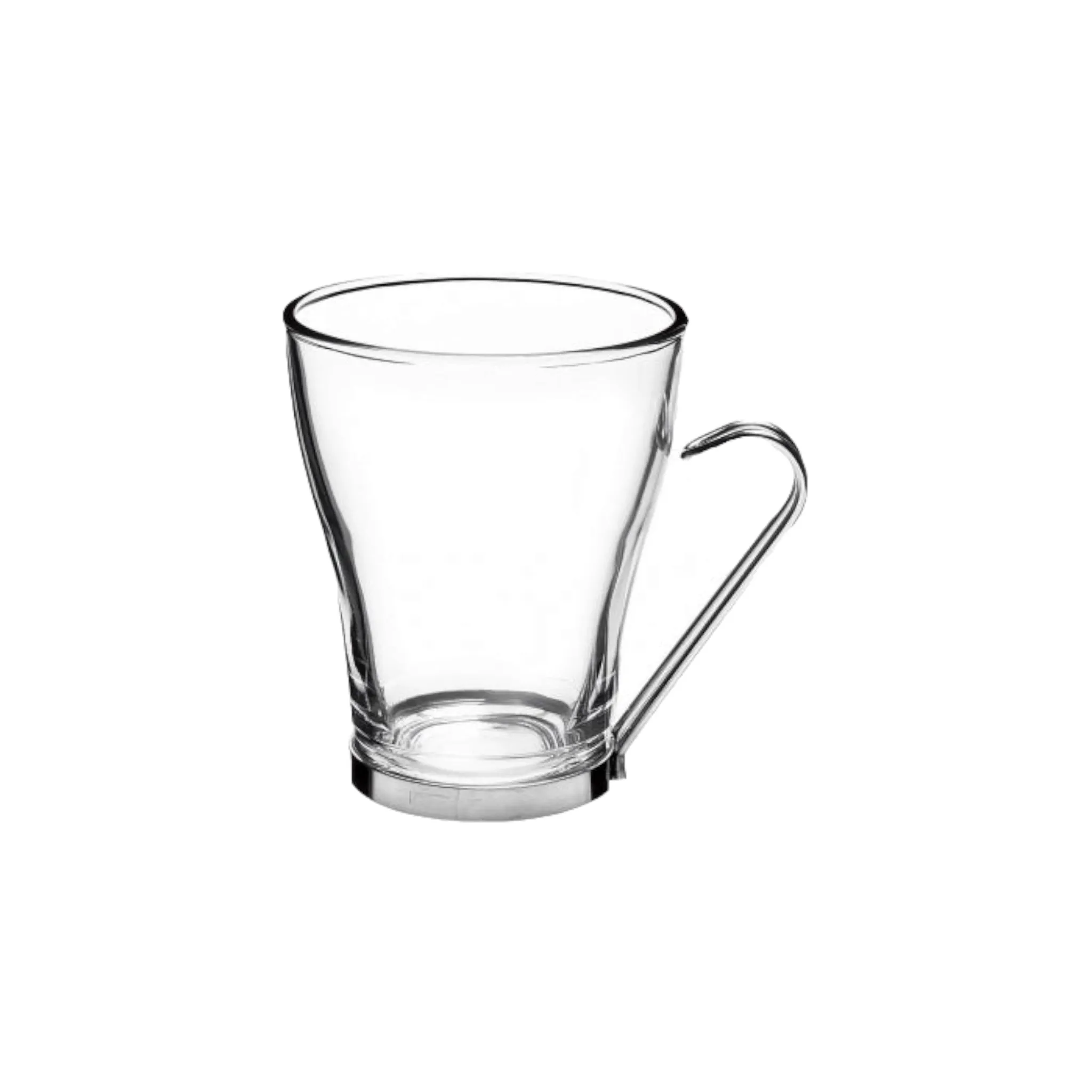 Oslo Glass Café Latte Coffee Mug 220ml with Metal Handle 4pack