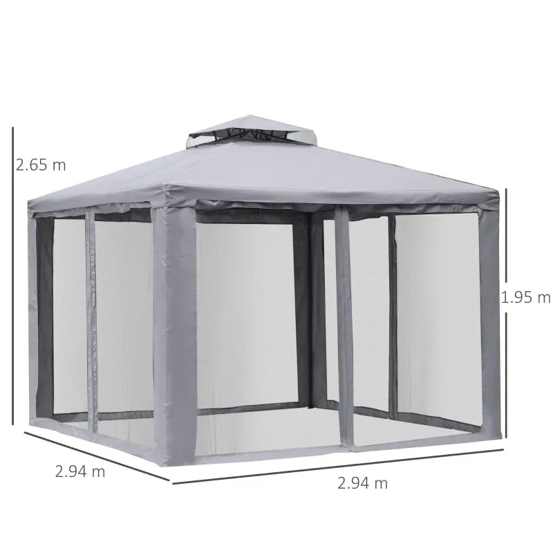 Outsunny Gazebo 3m x 3m  Grey