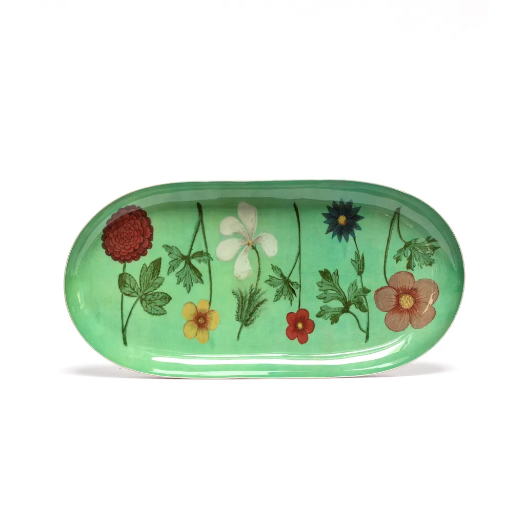 Oval Enamel Printed Tray - Festival of Flowers