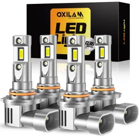 OXILAM Upgraded 9005 9006 LED Bulbs Combo, 1:1 Mini Size, 36000LM, Canbus Ready, Pack of 4