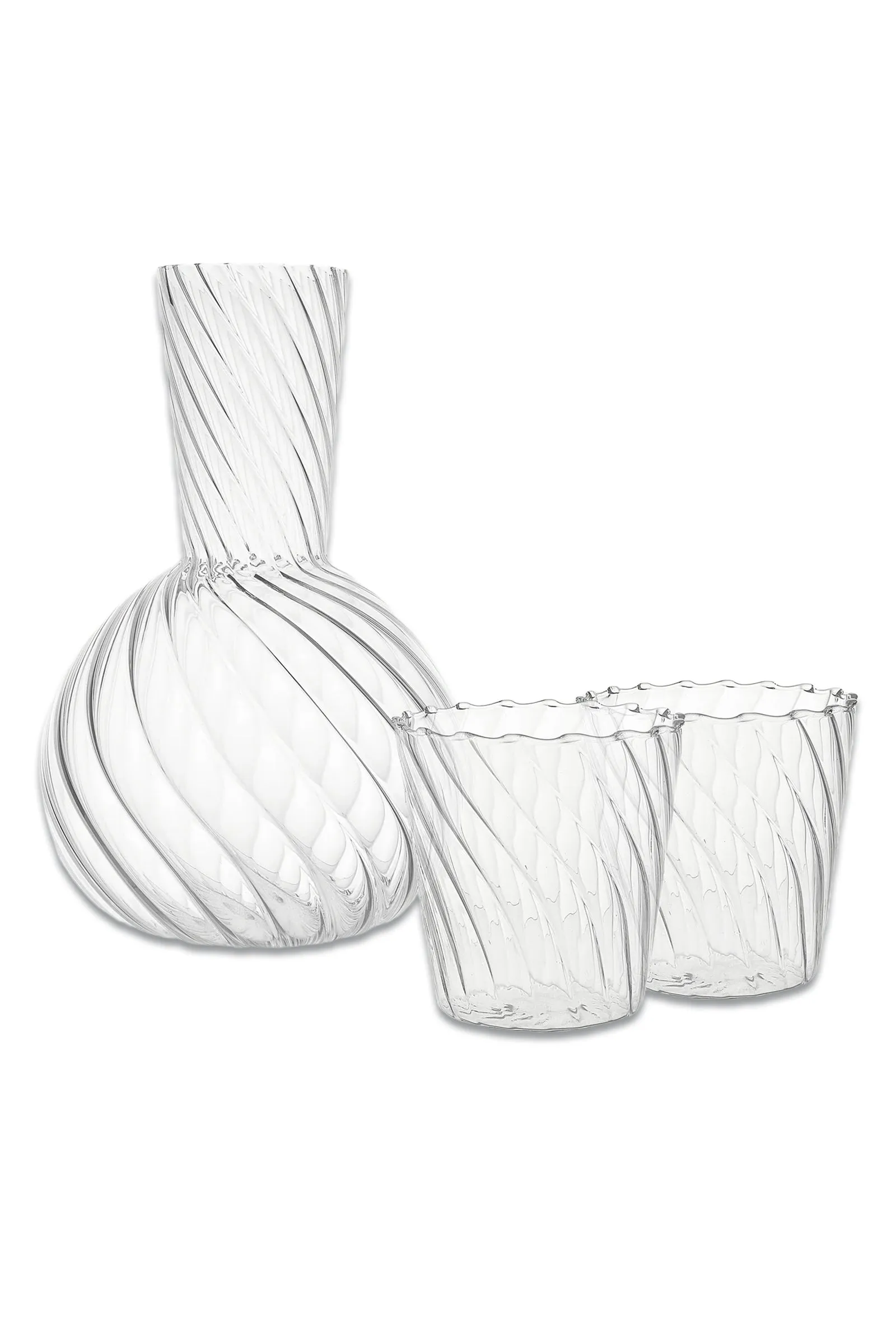 Pair of Rippled Tumblers & Carafe