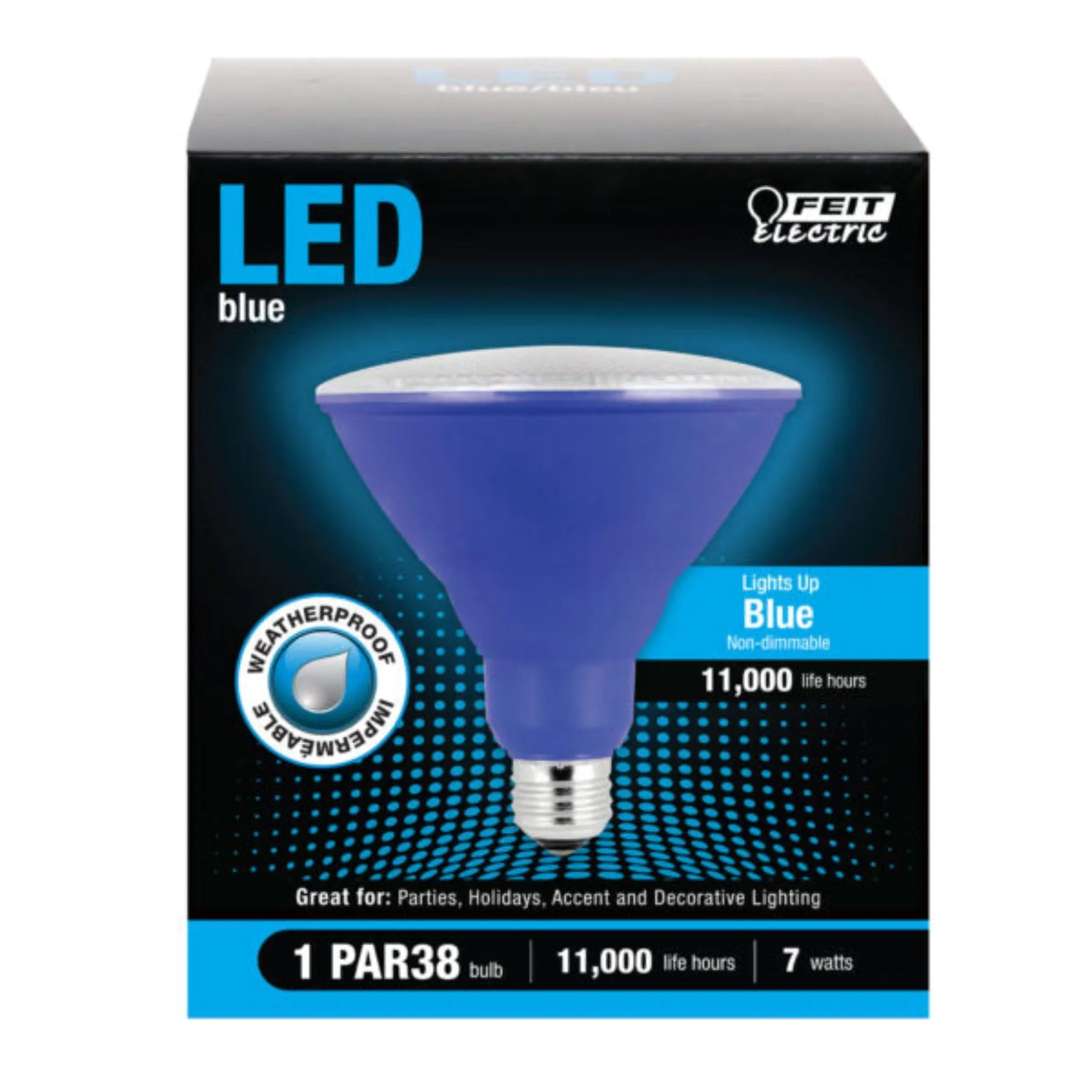 PAR38 LED Light Bulb, 7 Watts, E26, Weatherproof, Party and Decorative Lighting