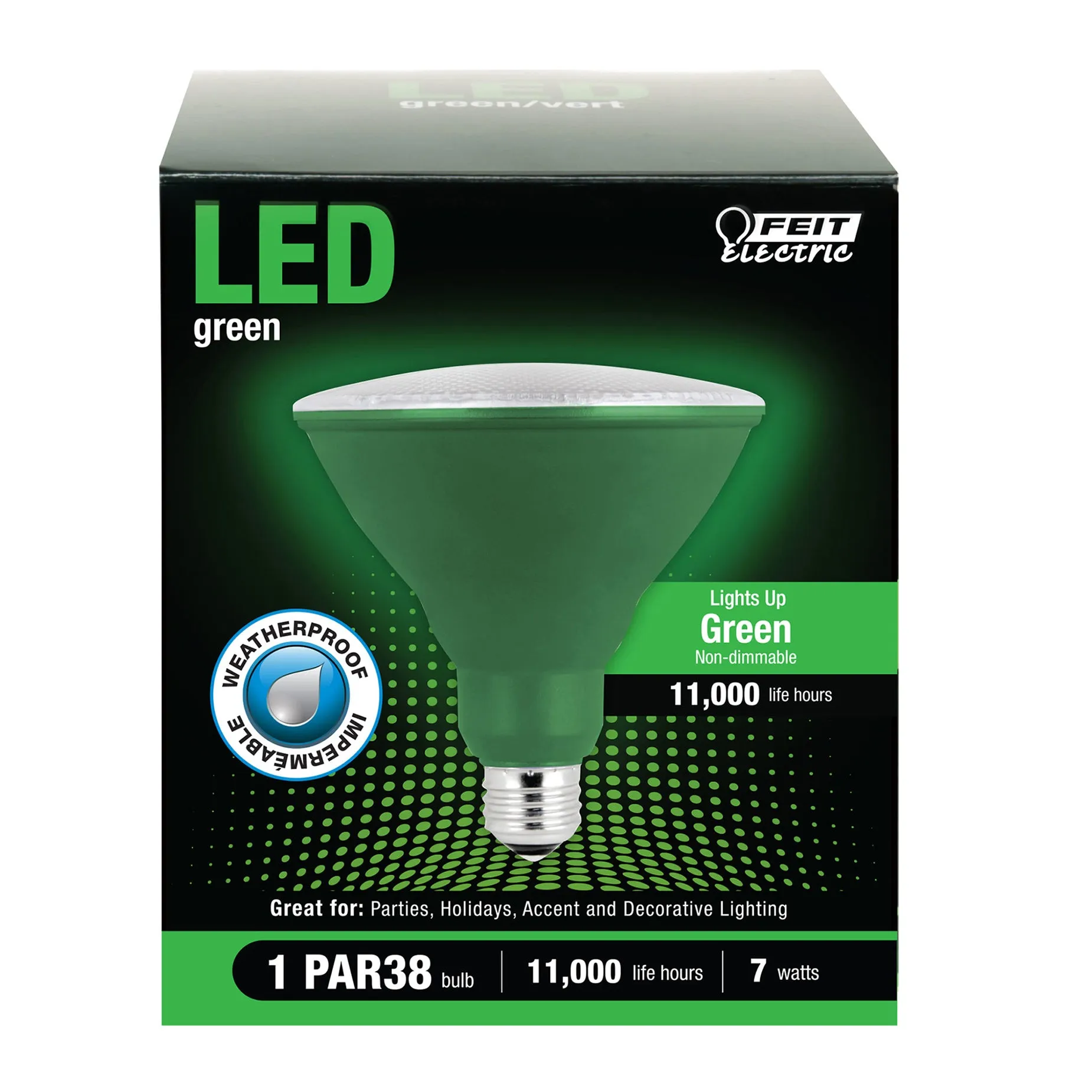 PAR38 LED Light Bulb, 7 Watts, E26, Weatherproof, Party and Decorative Lighting