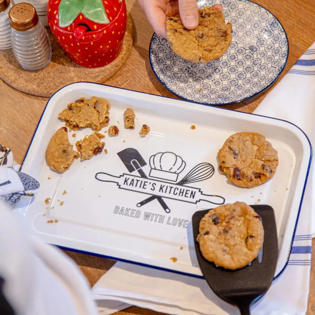 Personalised Baked With Love Enamel Tray