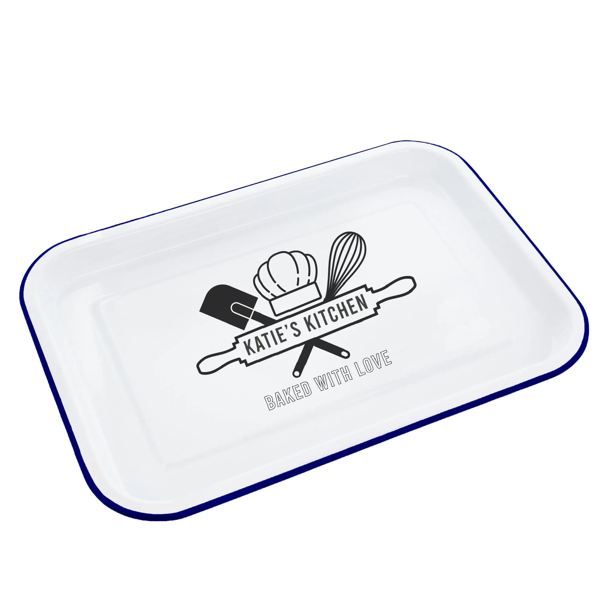 Personalised Baked With Love Enamel Tray