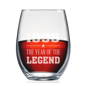 Personalized Year Of The Legend Birthday Stemless Wine Glass