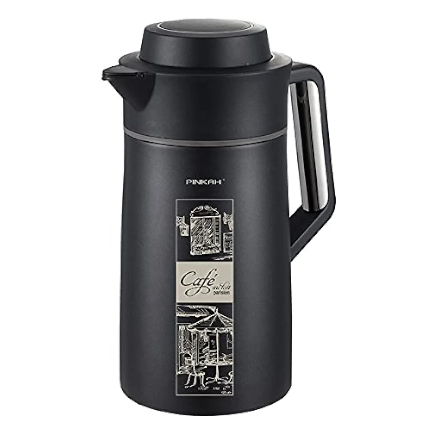 PINKAH -Long Heat Retention 1500Ml Resistant Stainless Steel Vacuum Thermal insularion Kettle. (Metallic Black)