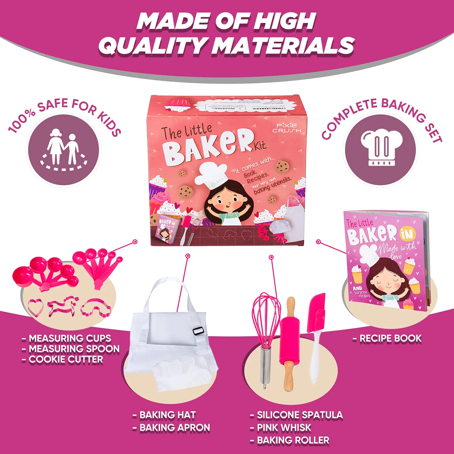 Pixie Crush The Little Baker Kit Mini Baking Set for Kids - DIY Cooking Kit Includes Chef