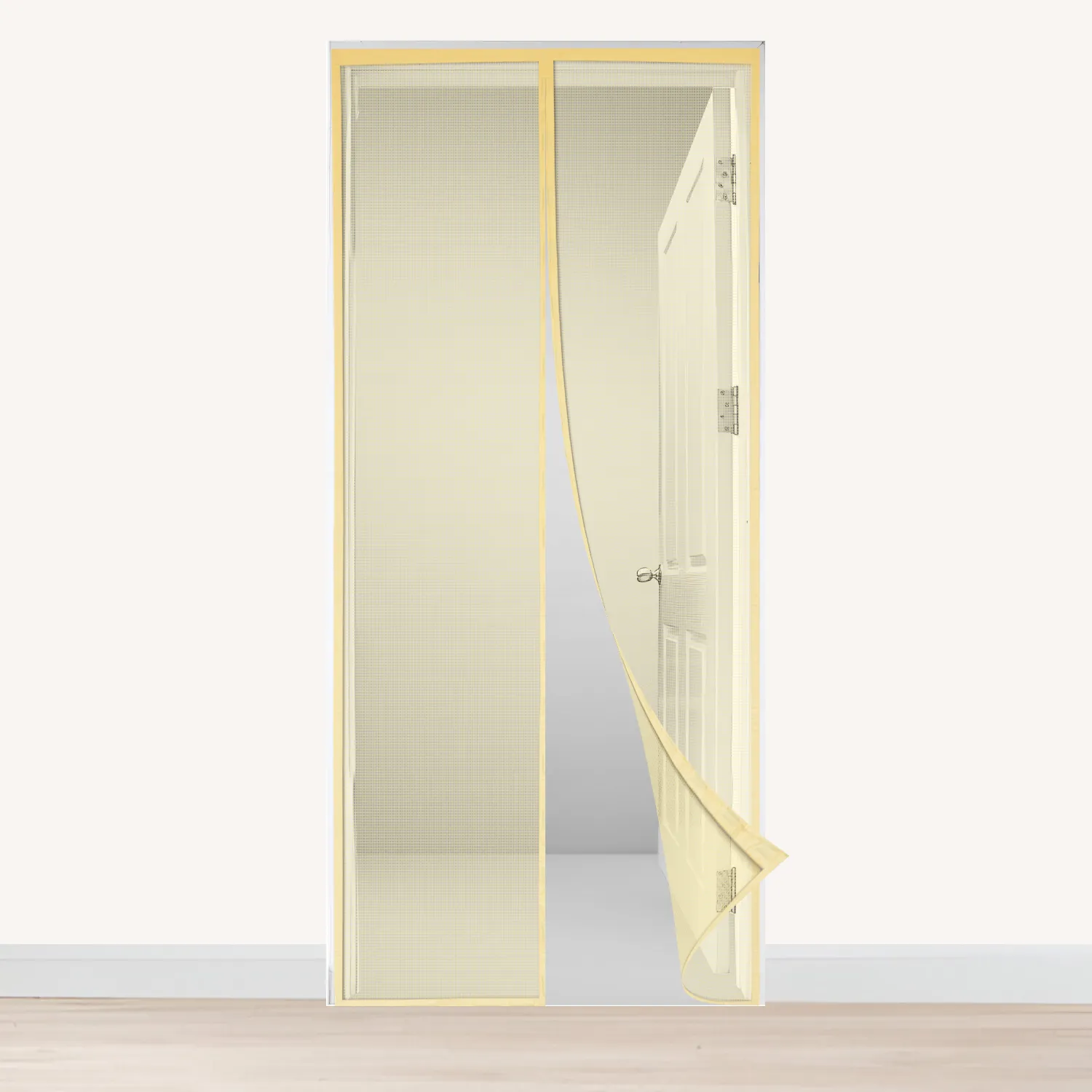 Polyester Magnetic Mosquito Net Curtain for Door-Beige