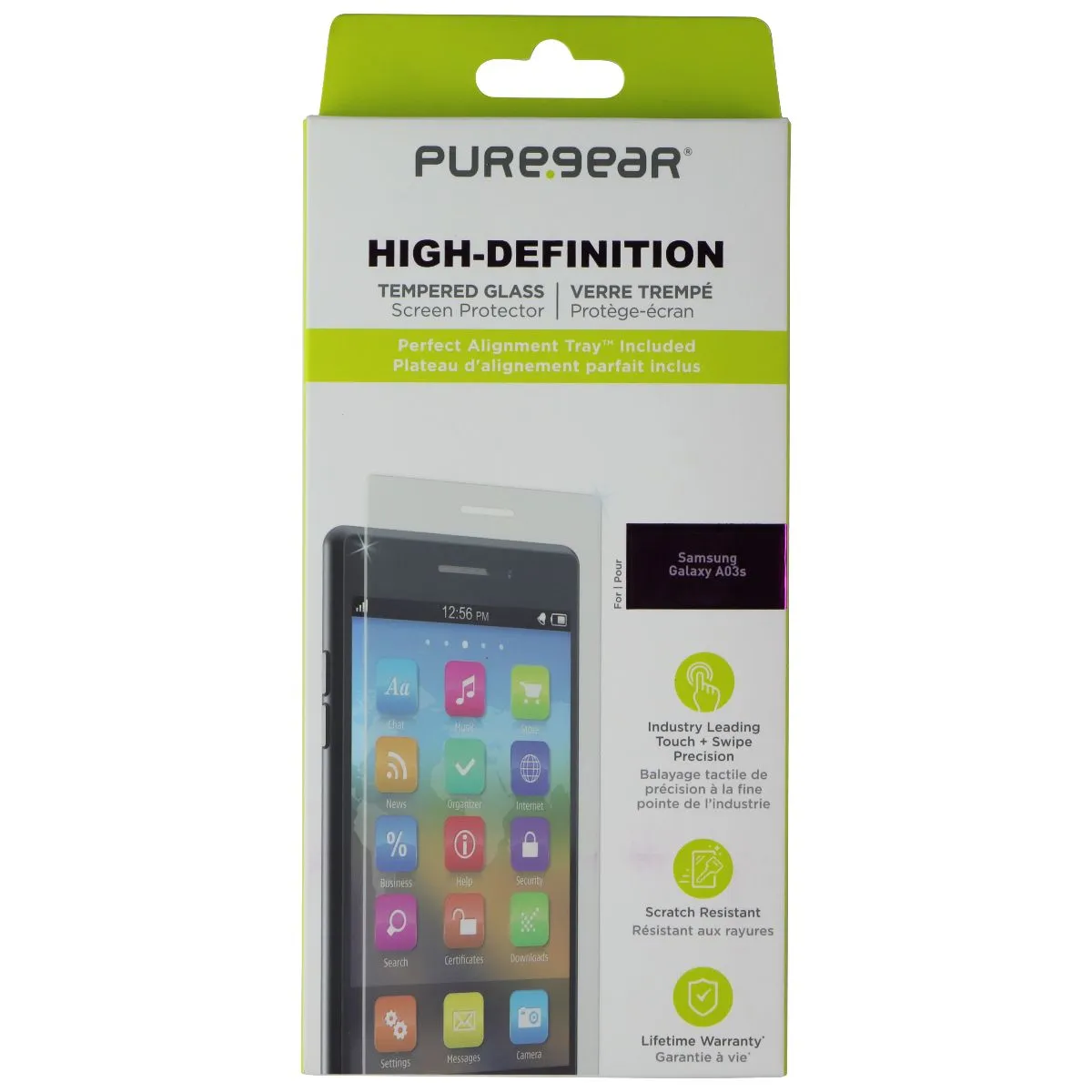 PureGear HD Tempered Glass Screen Protector w/Alignment Tray for Galaxy A03s