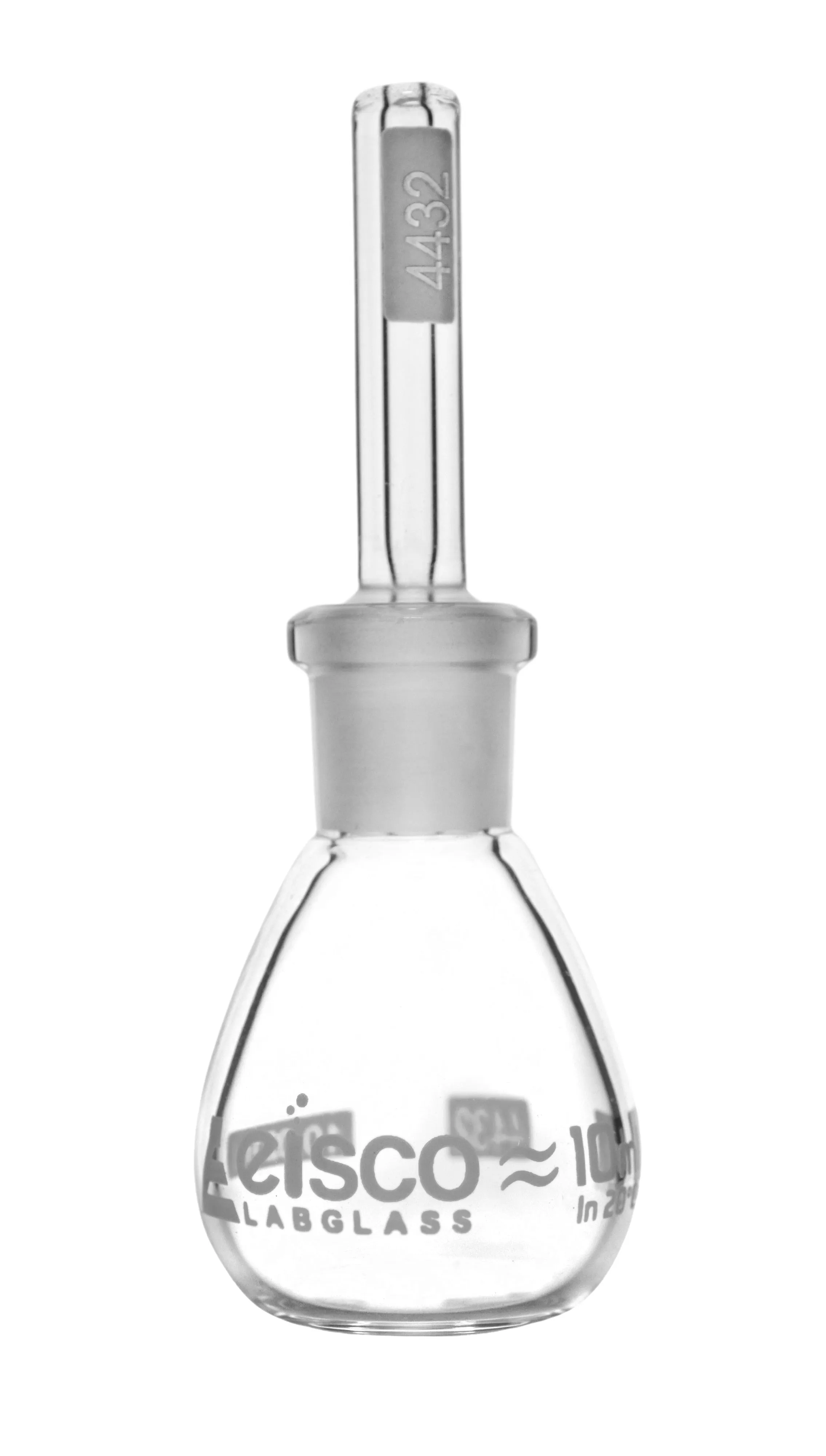 Pycnometer, Calibrated, 10mL - Specific Gravity Bottle with Flat Bottom & Perforated Stopper - Borosilicate 3.3 Glass - Eisco Labs