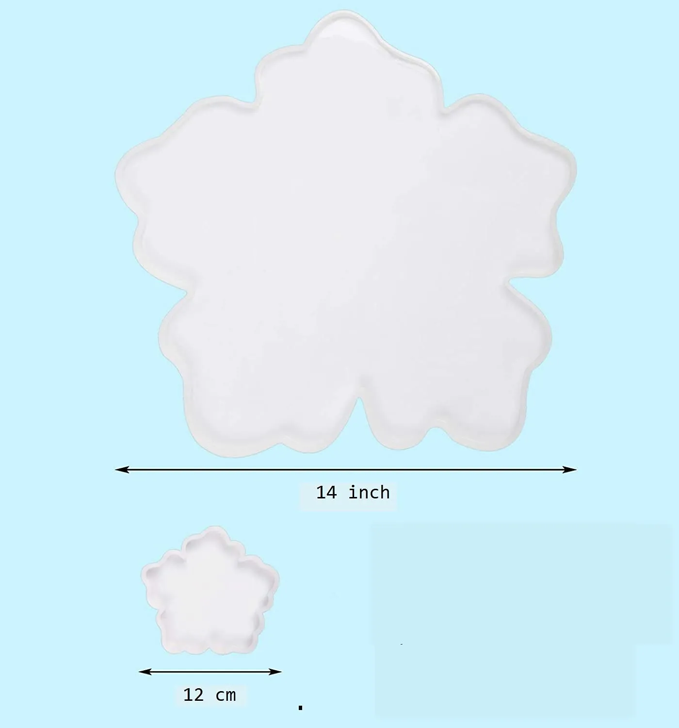 R H LIFESTYLE Silicone Large Flower Shape Tray Molds, with 4 pcs Silicone Flower Shape Coaster Molds (FLOWER TRAY with 4PCS COASTER MOULD, 14 INCH)