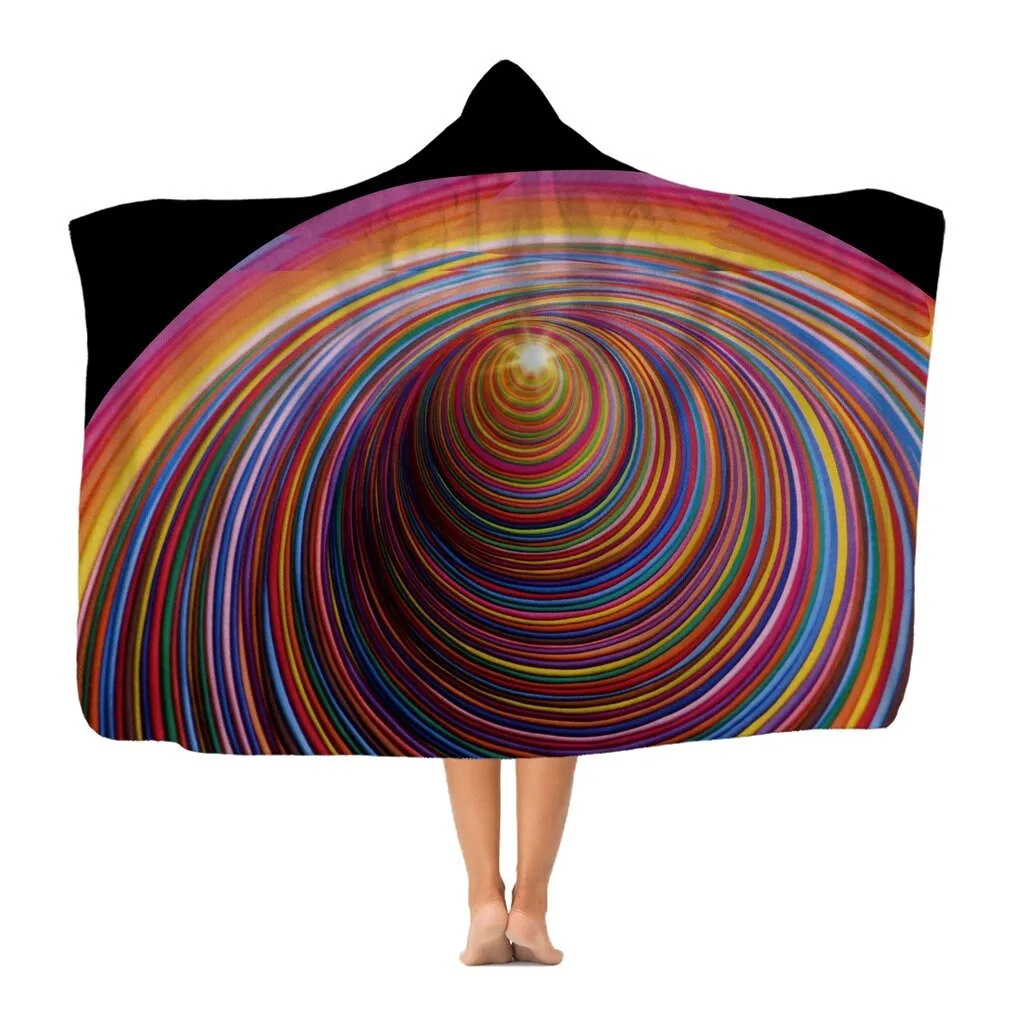 rainbow vortex Hooded Blanket, fireplace,Snuggle Christmas/Thanksgiving/Housewarming/Baby Shower/Anniversary/LBGTQO/Graduation/Couple  Gifts