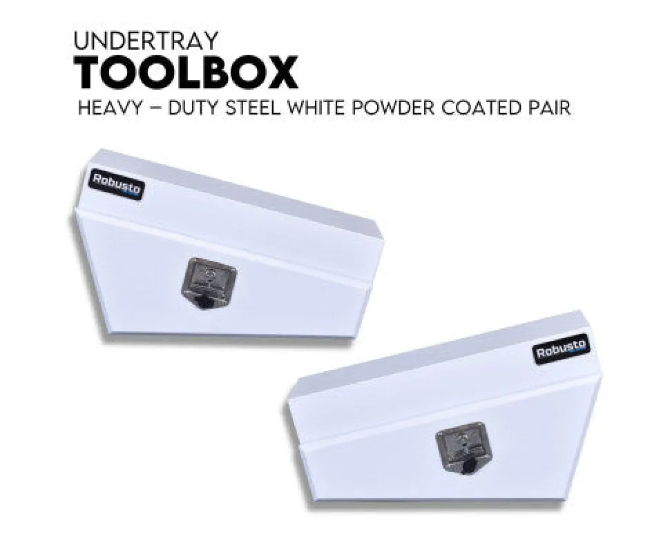 Robusto 750mm Black or White Steel Under Tray Tool Box Underbody | Pair