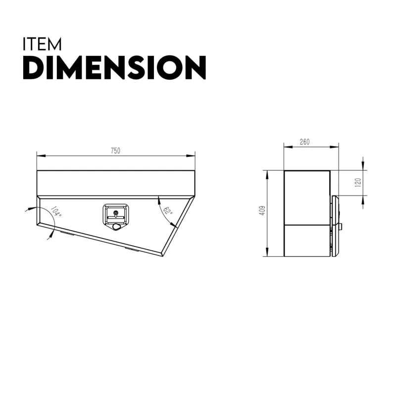 Robusto 750mm Black or White Steel Under Tray Tool Box Underbody | Pair