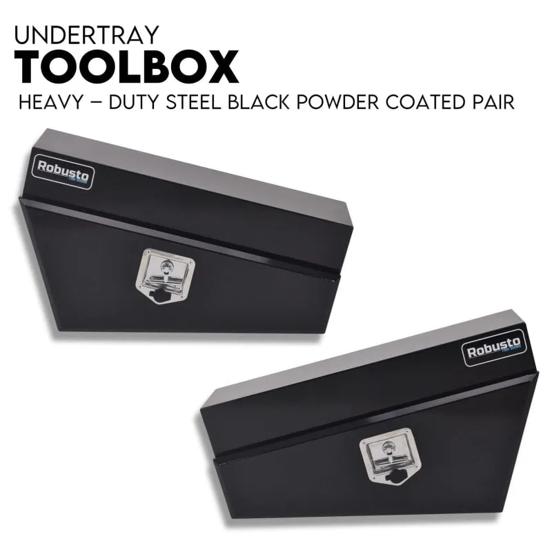 Robusto 750mm Black or White Steel Under Tray Tool Box Underbody | Pair