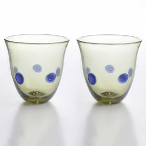 Roman Glass Cup with Blue Dots in Pair