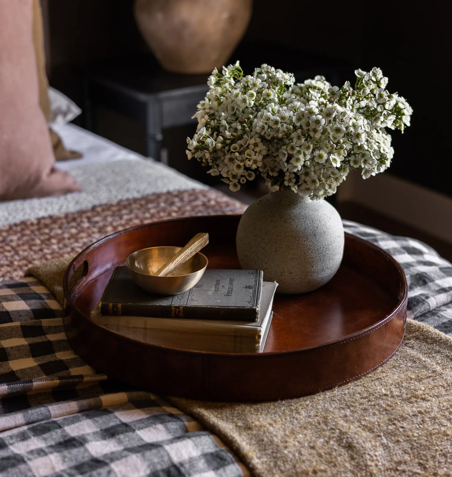 Round Leather Tray