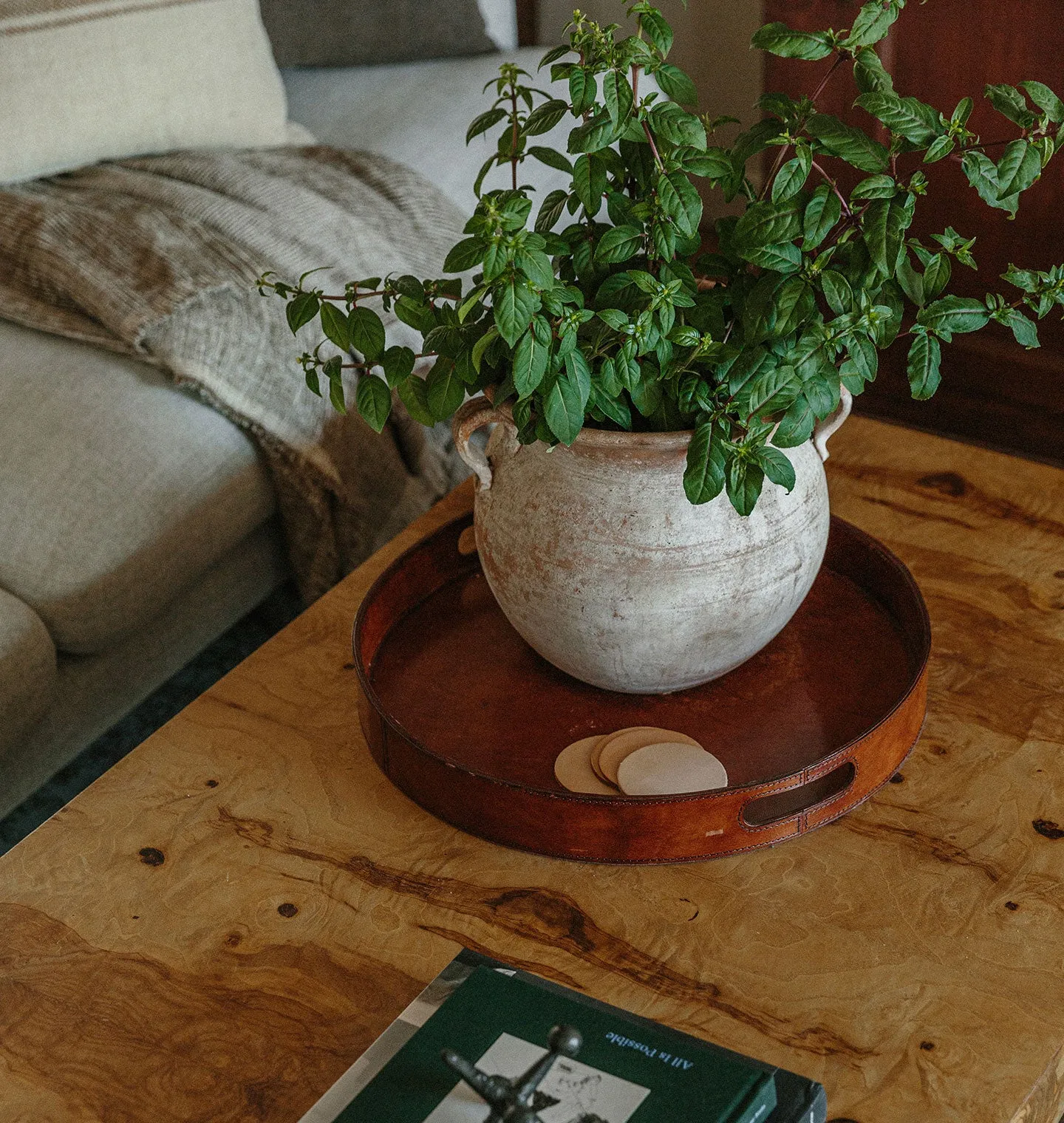 Round Leather Tray