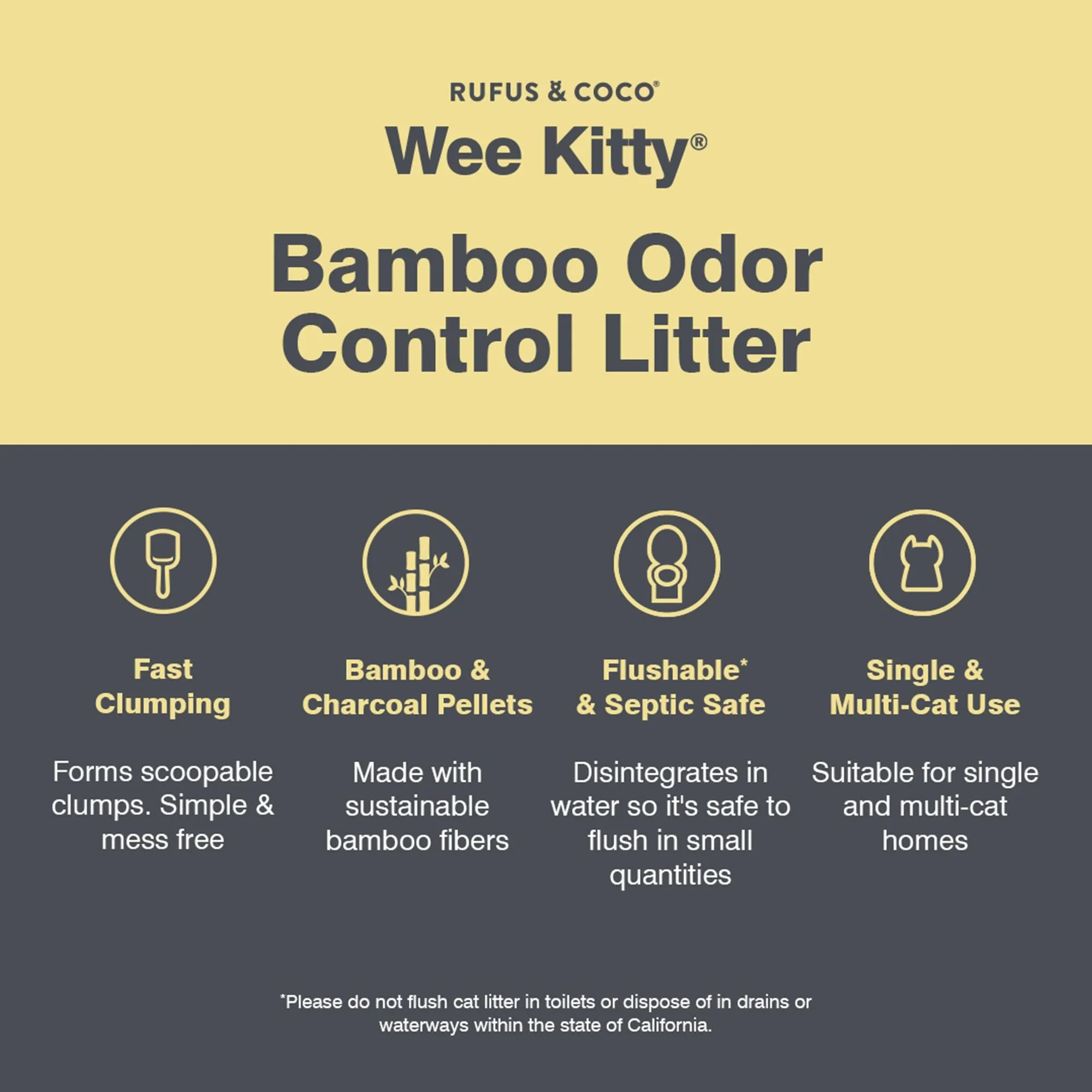 Rufus & Coco Wee Kitty Bamboo Odour Control Clumping Cat Litter 2kg