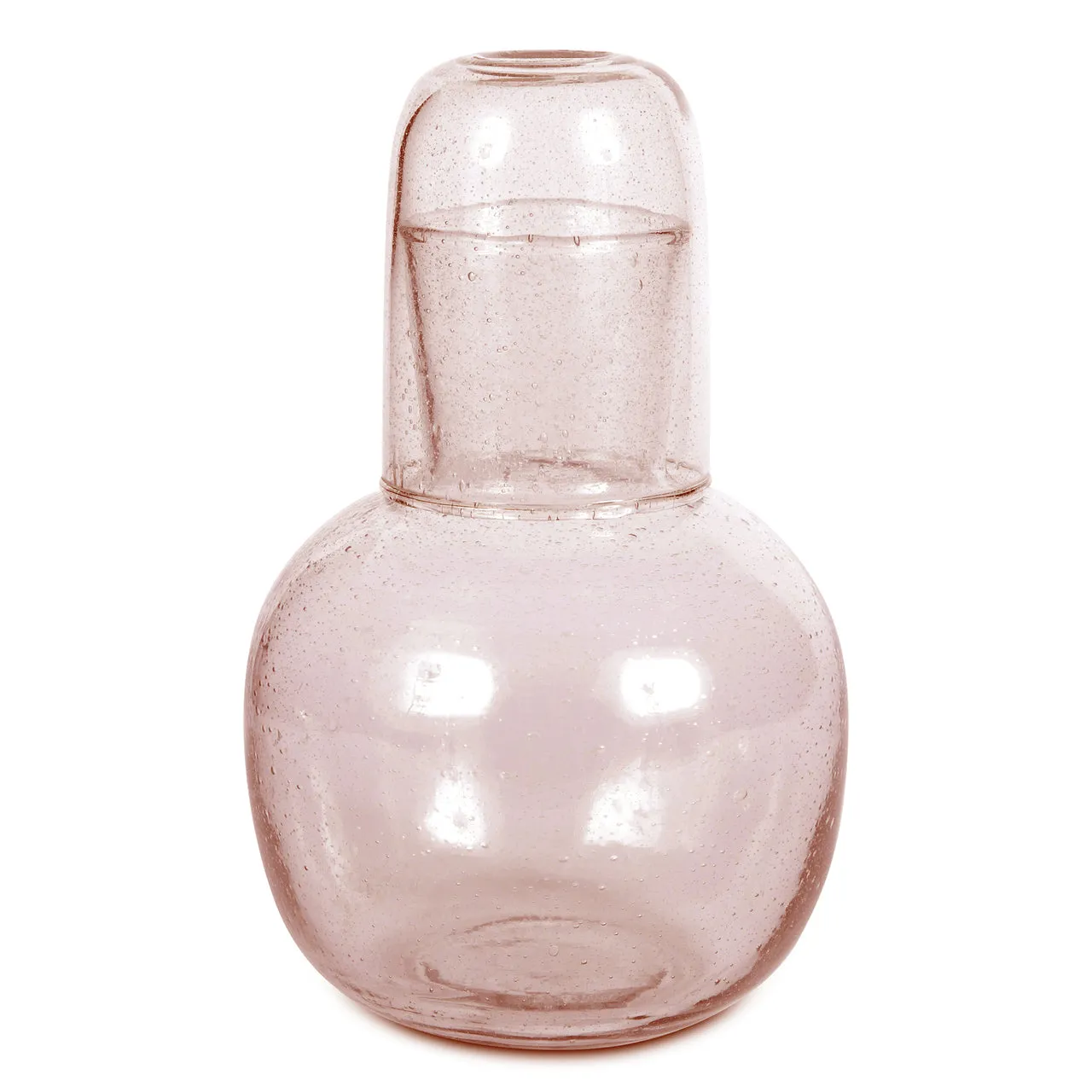 Seeded Glass Carafe - Pale Rose