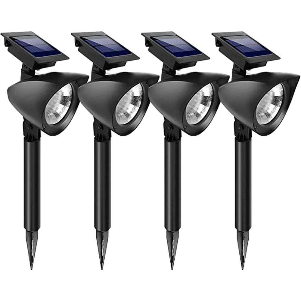 Simple Deluxe LED Solar Spotlights Outdoor Bright Adjustable In-Ground Light Landscape Light Security Lighting, 4 Pack, Black