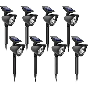 Simple Deluxe LED Solar Spotlights Outdoor Bright Adjustable In-Ground Light Landscape Light Security Lighting, 8 Pack, Black