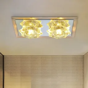 Simple Octagon LED Clear Glass Flush Mount Ceiling Lighting Fixture