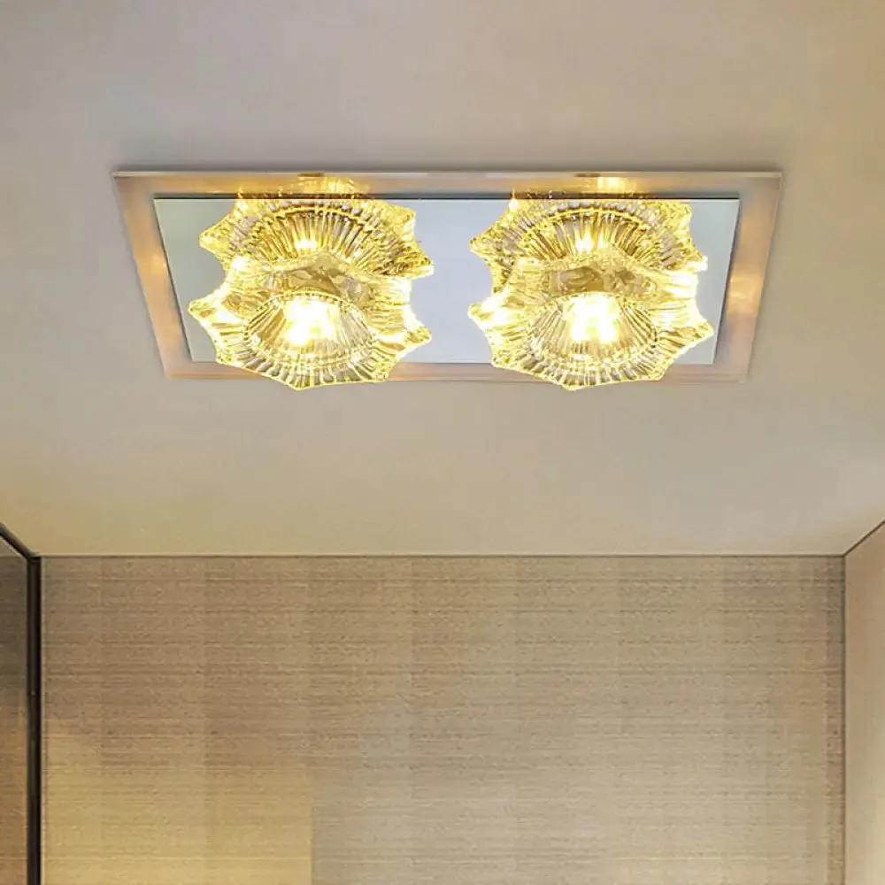 Simple Octagon LED Clear Glass Flush Mount Ceiling Lighting Fixture