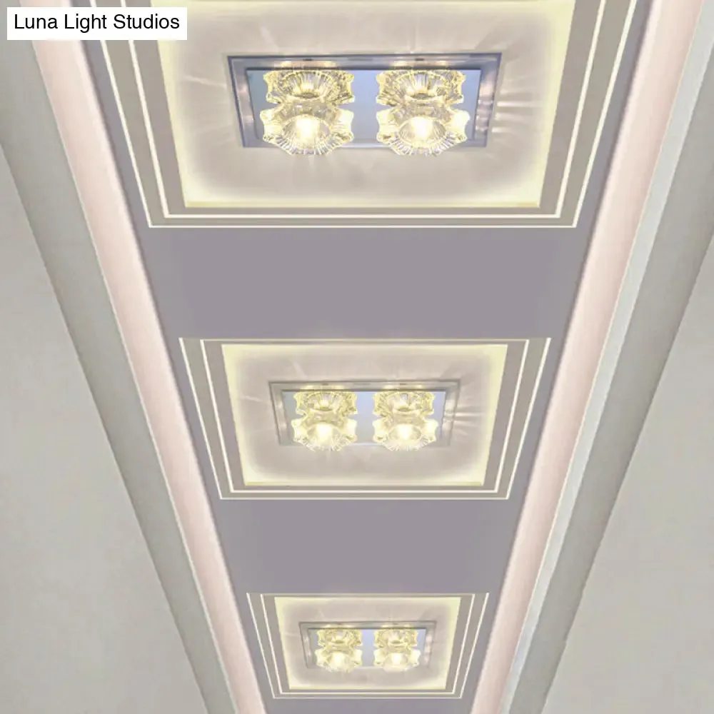 Simple Octagon LED Clear Glass Flush Mount Ceiling Lighting Fixture