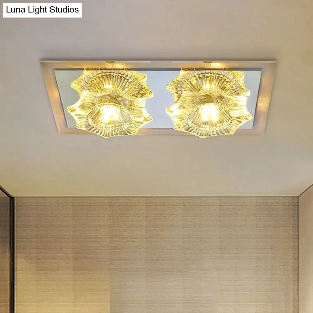 Simple Octagon LED Clear Glass Flush Mount Ceiling Lighting Fixture