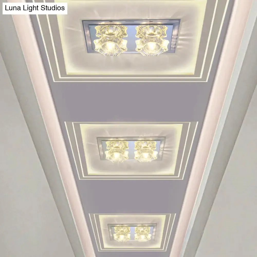 Simple Octagon LED Clear Glass Flush Mount Ceiling Lighting Fixture