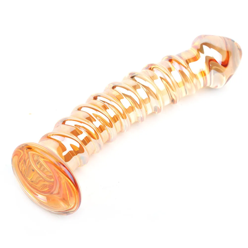 Sinful Gold Textured Glass Dildo