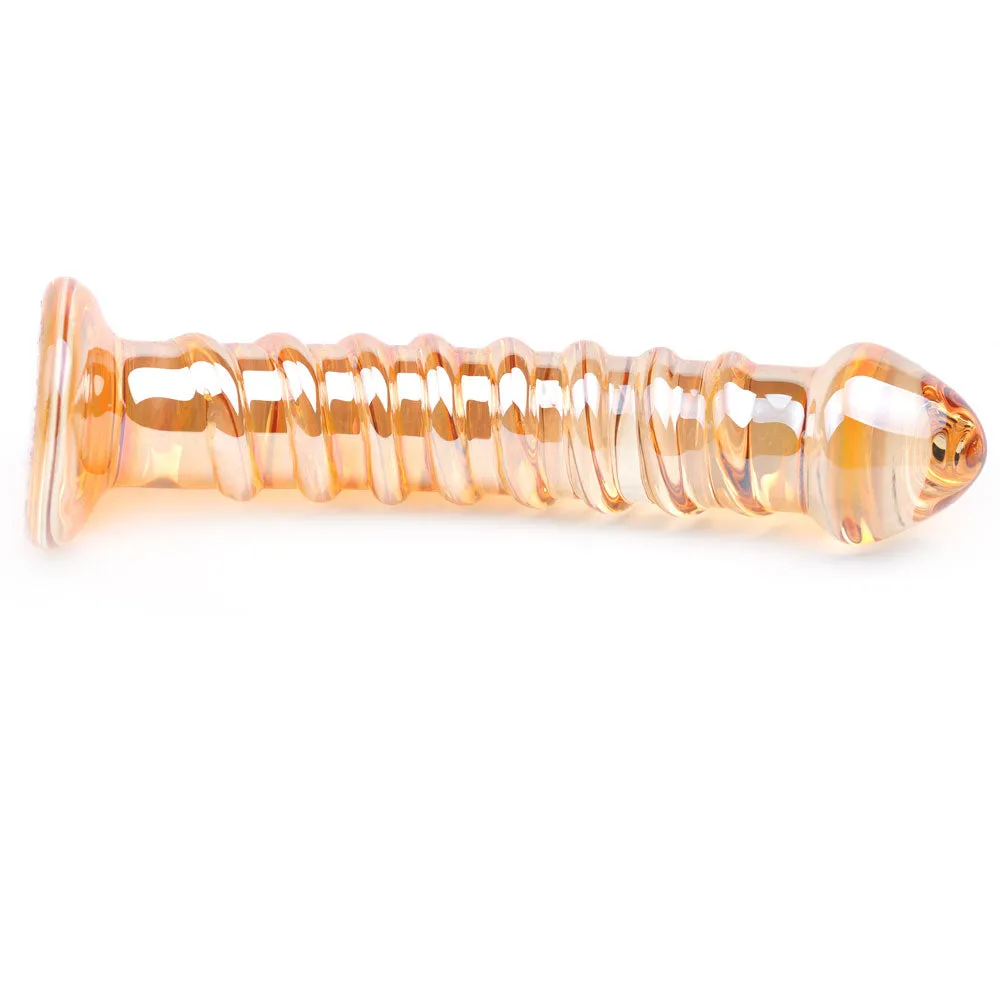 Sinful Gold Textured Glass Dildo