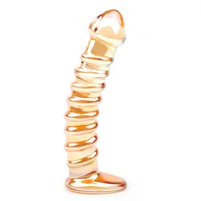 Sinful Gold Textured Glass Dildo