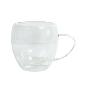 Slanted Double Wall Glass Coffee Mug Set Of 6 | Three Sizes