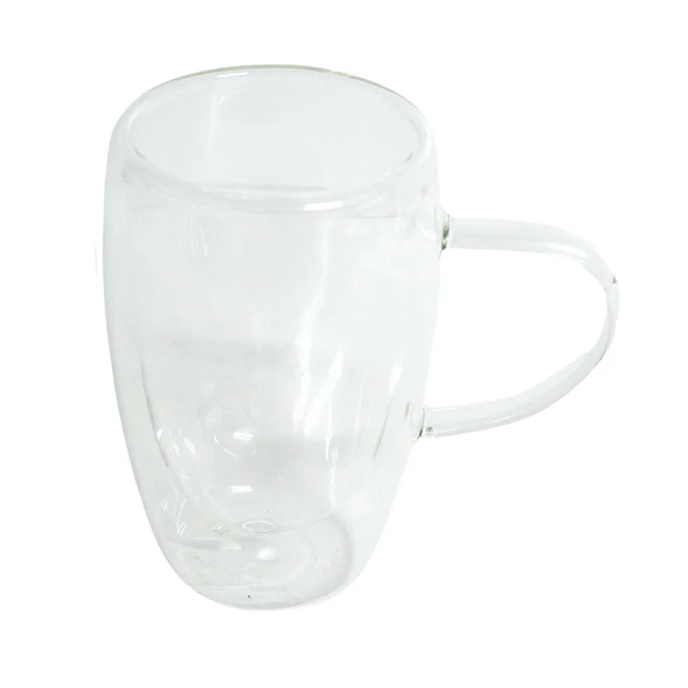 Slanted Double Wall Glass Coffee Mug Set Of 6 | Three Sizes