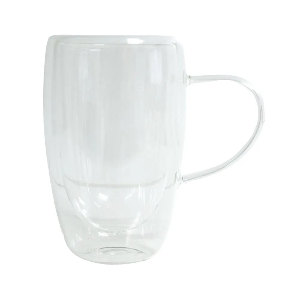 Slanted Double Wall Glass Coffee Mug Set Of 6 | Three Sizes