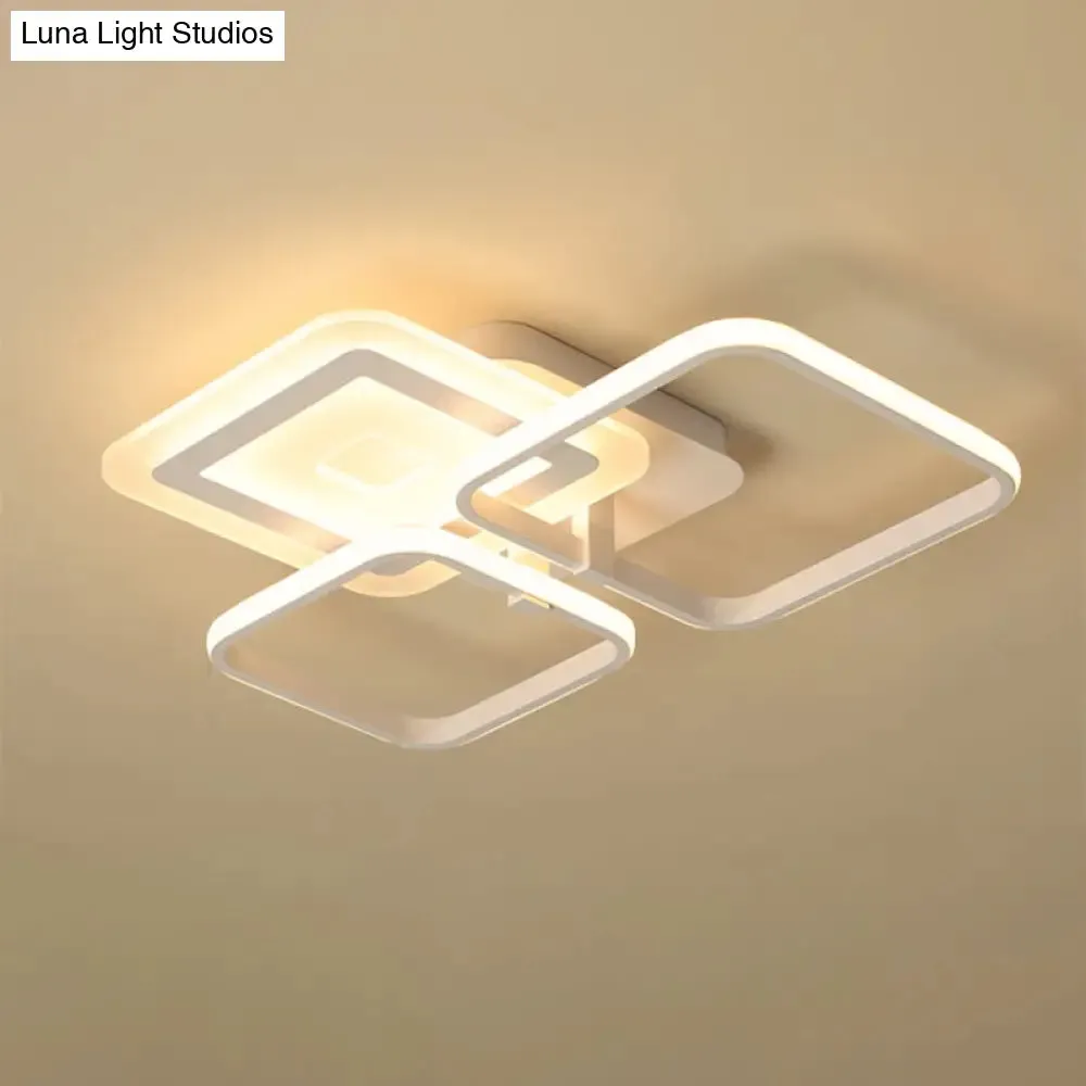 Sleek Acrylic Square Semi Flush LED Ceiling Light Fixture in Warm White