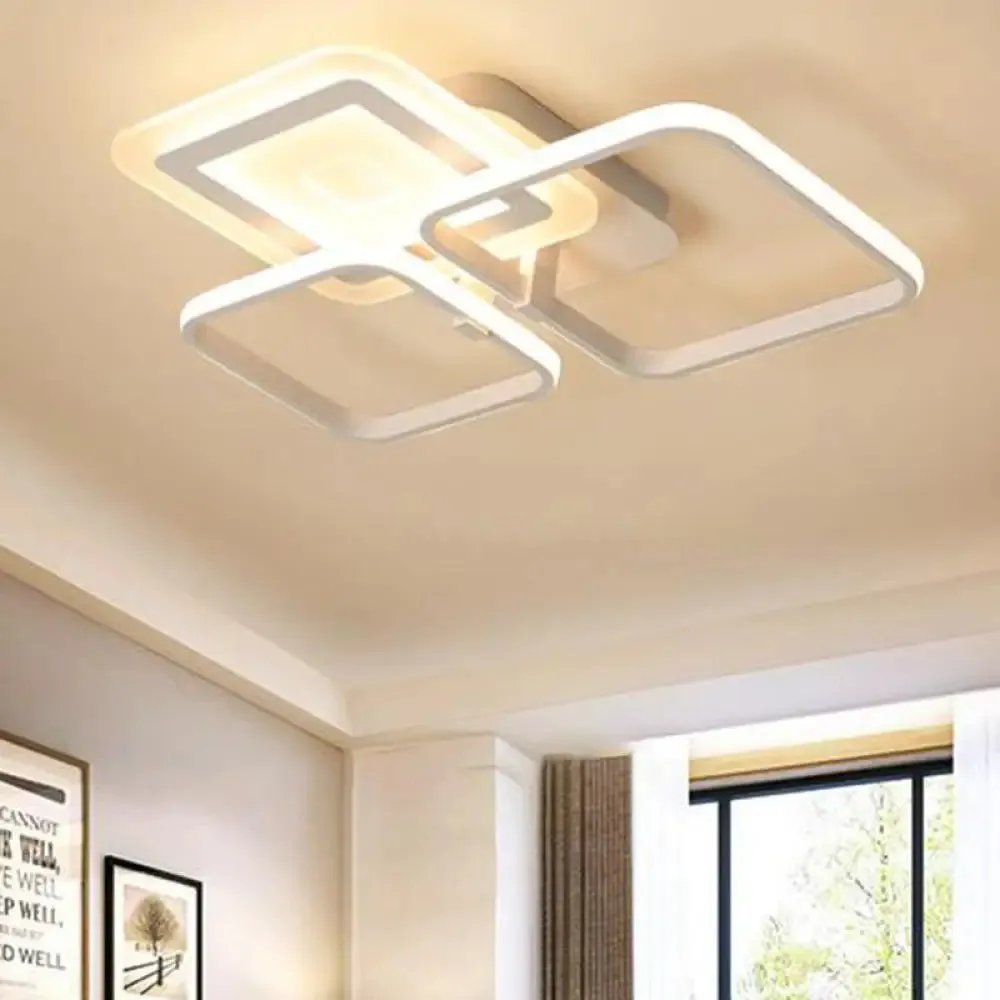 Sleek Acrylic Square Semi Flush LED Ceiling Light Fixture in Warm White