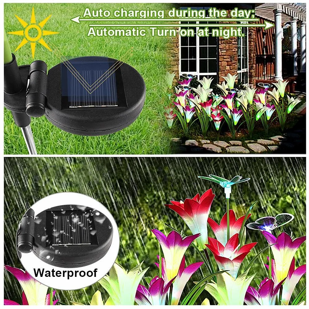 Solar Flower Lights Outdoor Garden Led Flower Lights Flower Solar Lights Outdoor Solar Flower Stakes Solar Powered Flowers